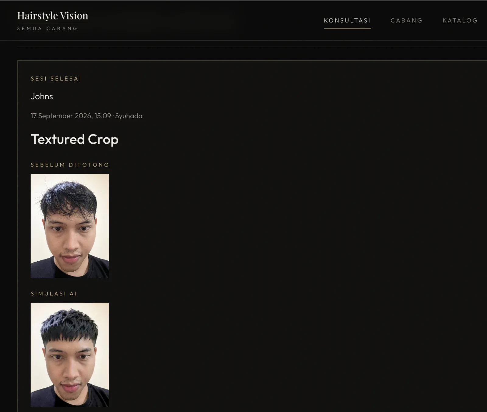 Hairstyle Vision screen 3