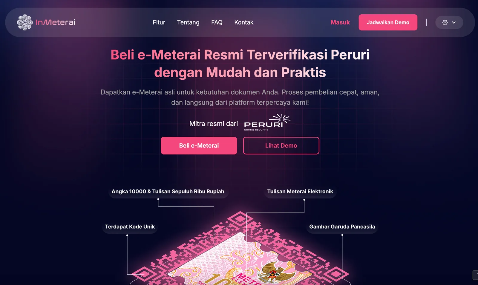 Inmeterai.id interface