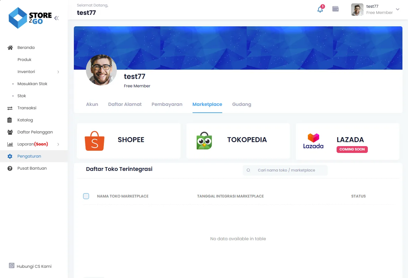Store2Go screen 2